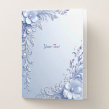 Dossier de poche Fleurs Ornementales Bleues avec P