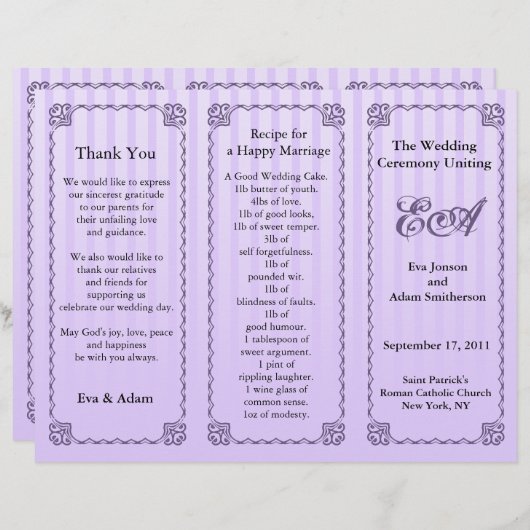 Dossier du programme de mariage Bande pourpre clas (Devant / Derrière)