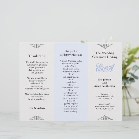 Dossier du programme de mariage gris bleu (Debout devant)