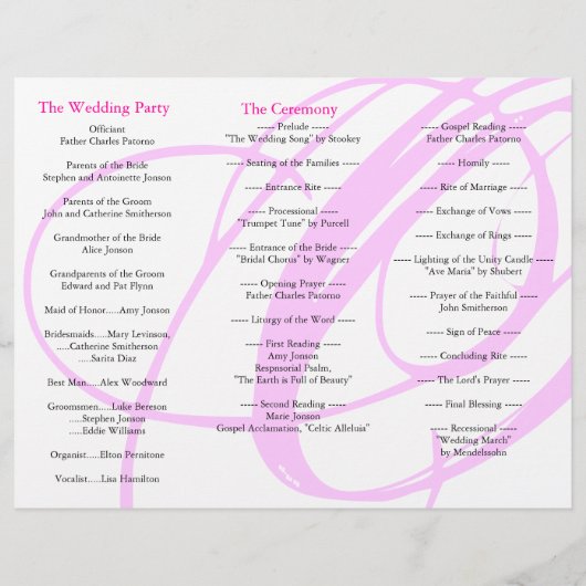 Dossier du programme de mariage Twirl rose noir (Dos)