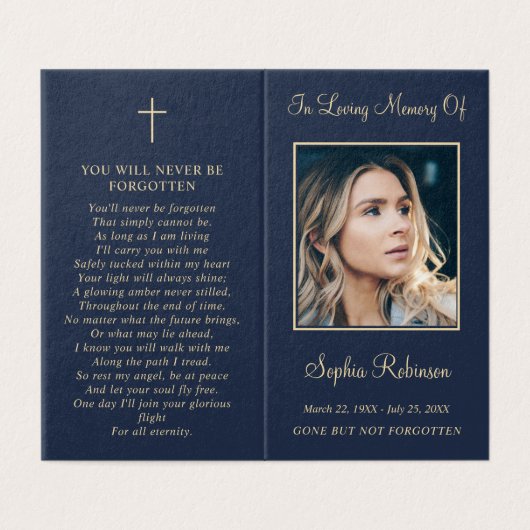 Dossier photo Funéraire simple Carte de prière ble (Outside Unfolded)