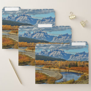 Dossier Vue grande de rivière de montagnes de Teton en
