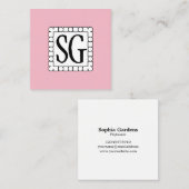 Dot Dash Box 02 - Initialen - Bleek Roze Vierkante Visitekaartje (Voorkant / Achterkant)