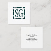 Dot Dash Box - Initialen - Donkergroen Vierkante Visitekaartje (Voorkant / Achterkant)