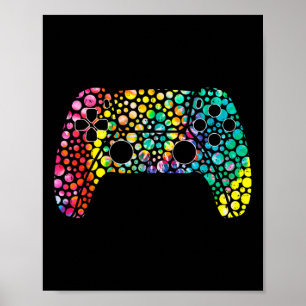 Dot Day Gamers Boy Game Controller Kleurrijke Polk Poster
