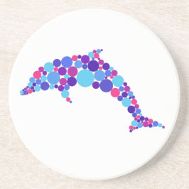 Dot Dolphin Colorfull Abstract Zee Dier Zandsteen Onderzetter
