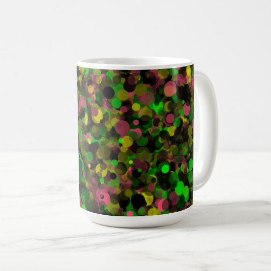 Dot jaune violet vert 15oz Mug (Devant droit)