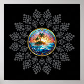 Dot je eigen mandala met een  zonsondergangscentru poster (Voorkant)