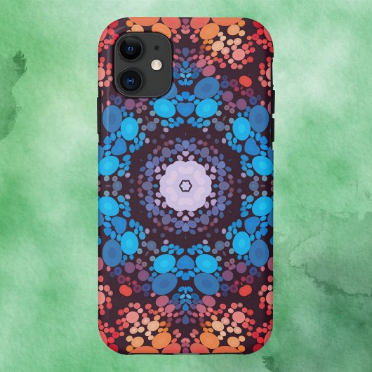 Dot Mandala Blauw Rood en Sinaasappel Case-Mate iPhone Case