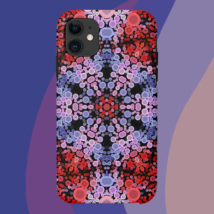 Dot Mandala Bloem Blauw Rood en Roze iPhone 11 Hoesje
