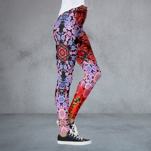 Dot Mandala Bloem Blauw Rood en Roze Leggings