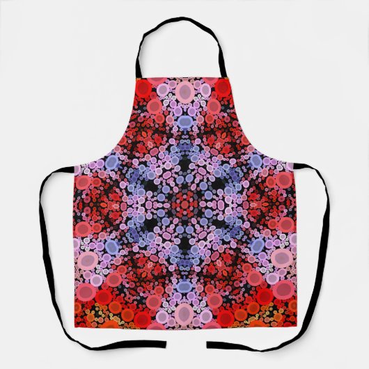 Dot Mandala Bloem Blauw Rood en Roze Schort (Voorkant)