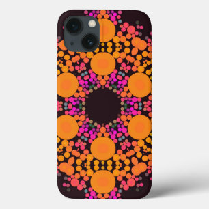 Dot Mandala Bloem Oranje en Roze iPhone 13 Hoesje