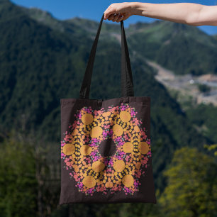 Dot Mandala Bloem Oranje en Roze Draagtas