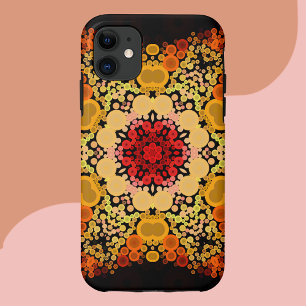 Dot Mandala Bloem Oranje Geel en Rood iPhone 11 Hoesje