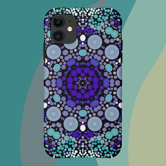 Dot Mandala Bloem Paars blauw en wit Case-Mate iPhone Case