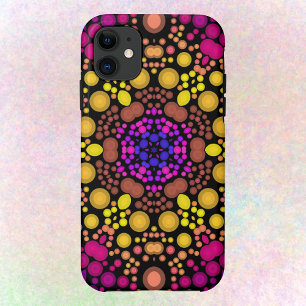 Dot Mandala Bloem Paars en Geel iPhone 11 Hoesje