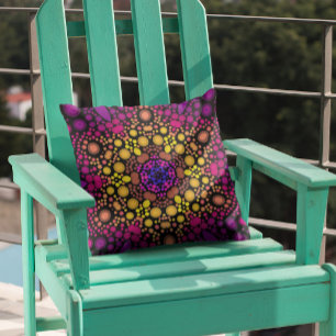 Dot Mandala Bloem Paars en Geel Kussen