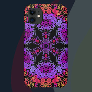 Dot Mandala Bloem Paars Sinaasappel en Geel iPhone 11 Hoesje