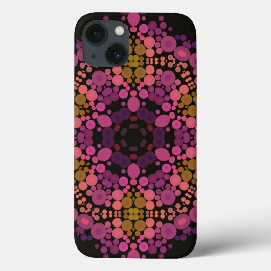 Dot Mandala Bloem Roze Geel en Zwart Case-Mate iPhone Case (Achterkant)