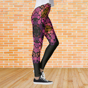 Dot Mandala Bloem Roze Geel en Zwart Leggings