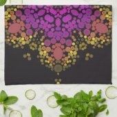 Dot Mandala Bloem Roze Geel en Zwart Theedoek (Gevouwen)