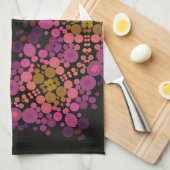 Dot Mandala Bloem Roze Geel en Zwart Theedoek (Quarter Fold)