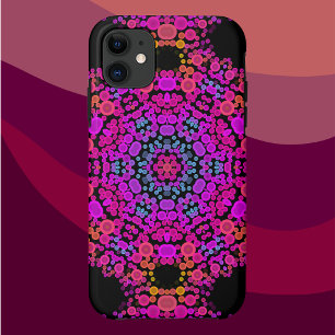 Dot Mandala Bloemroze blauw en Oranje iPhone 11 Hoesje