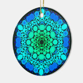 Dot Mandala Flower Blue en Green Keramisch Ornament (Links)