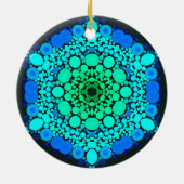 Dot Mandala Flower Blue en Green Keramisch Ornament (Achterkant)