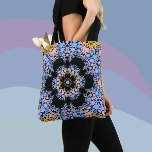 Dot Mandala Flower Blue en Yellow Draagtas
