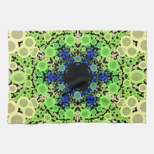 Dot Mandala Flower Blue Green and Yellow Theedoek