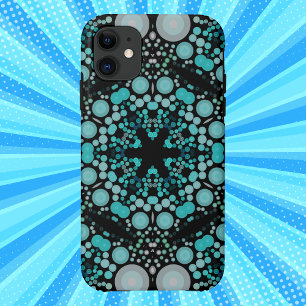 Dot Mandala Flower Blue Green en Grey iPhone 11 Hoesje