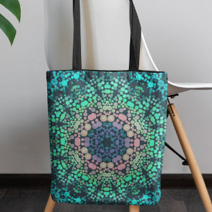 Dot Mandala Flower Blue Green en Pink Draagtas
