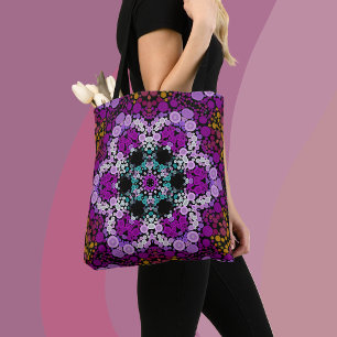 Dot Mandala Flower Blue Pink and Yellow Draagtas