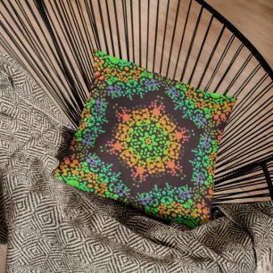 Dot Mandala Flower Green Oranje and Blue Kussen