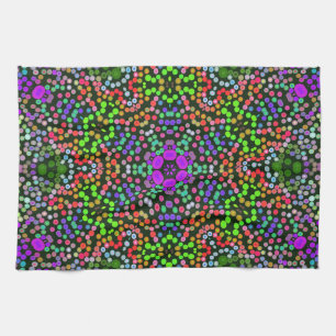 Dot Mandala Flower Green Paars en Oranje Theedoek