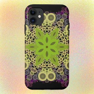 Dot Mandala Flower Green Yellow and Paars iPhone 11 Hoesje