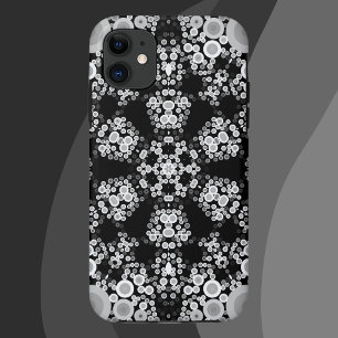 Dot Mandala Flower Grey and Black iPhone 11 Hoesje
