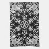 Dot Mandala Flower Grey and Black Theedoek (Verticaal)