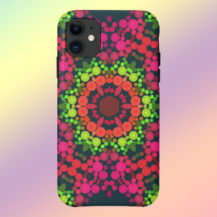 Dot Mandala Flower Pink Green en Oranje iPhone 11 Hoesje
