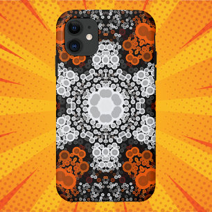 Dot Mandala Flower White Oranje and Black iPhone 11 Hoesje