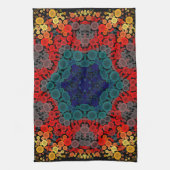 Dot Mandala Flower Yellow Blue en Red Theedoek (Verticaal)