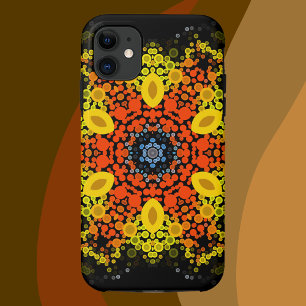 Dot Mandala Flower Yellow Oranje and Blue iPhone 11 Hoesje