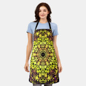 Dot Mandala Flower Yellow Paars and Black Schort (Gedragen)