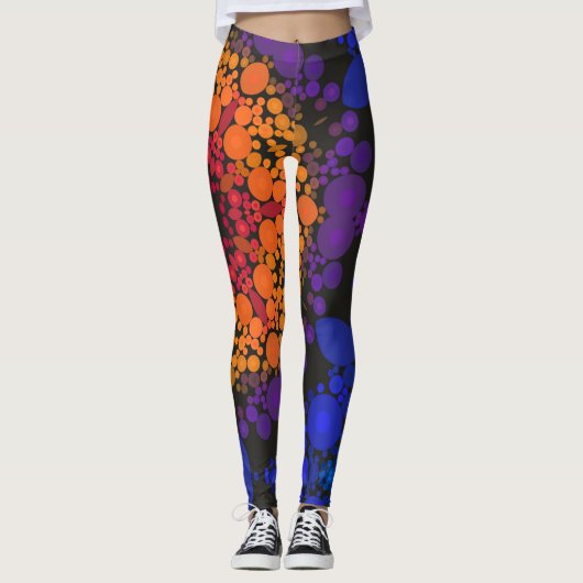 Dot Mandala Flower Yellow Paars and Blue Leggings (Voorkant)