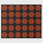 Dot Mandala Oranje en zwart Cadeaupapier (Vlak)