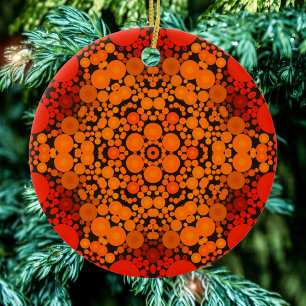Dot Mandala Oranje en zwart Keramisch Ornament