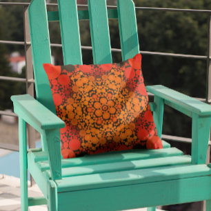 Dot Mandala Oranje en zwart Kussen