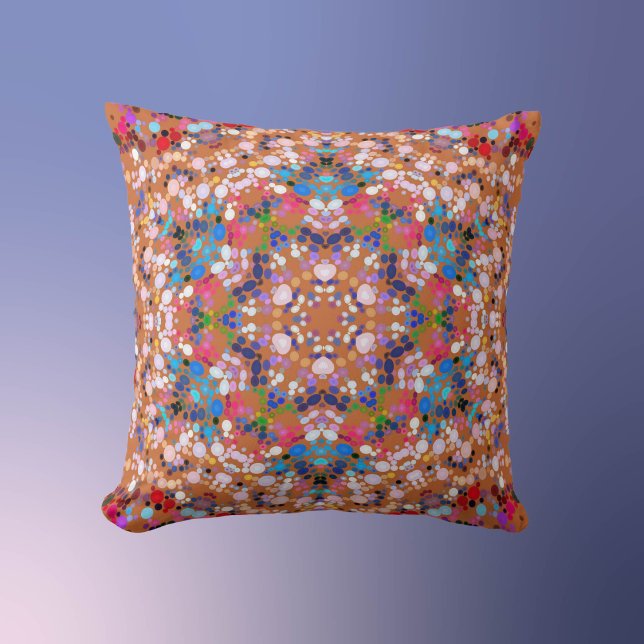 Dot Mandala Sinaasappel Blauw Roze en Wit Kussen (Creator heeft geüpload)